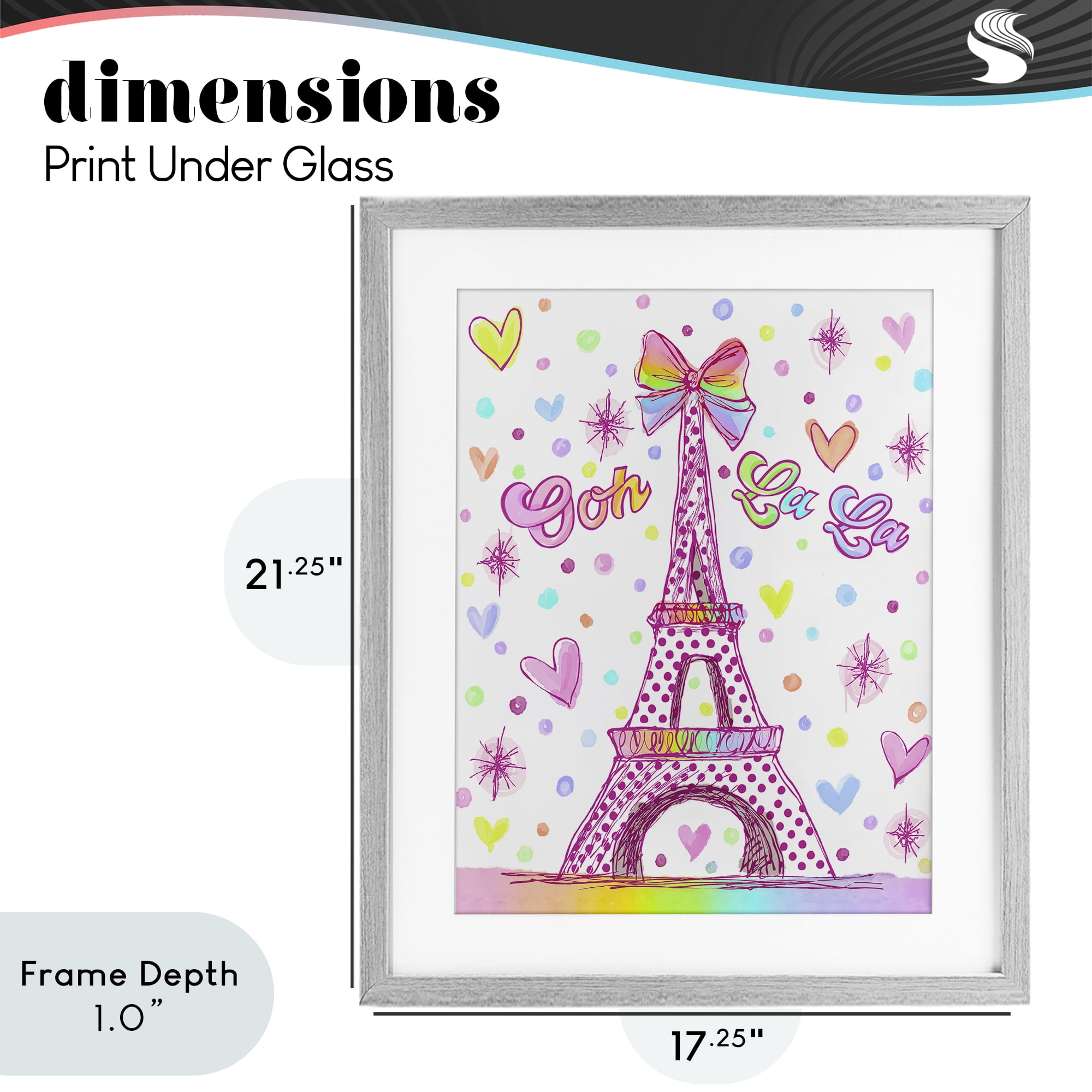 Stupell Industries Bright Pastels Eiffel Tower Gray Framed Print Under Glass, design by Jess Stempel