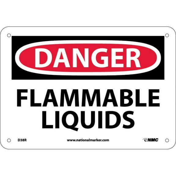 NMC Signs D38R, Danger Flammable Liquids Sign, 7 X 10, Rigid Plastic .050