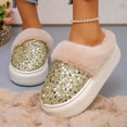 thumbnail image 2 of Wovix Women's Sequin Fashion Casual Lined Slippers Carnival Slippers Comfort Memory Foam House Slippers Gold 39, 2 of 7