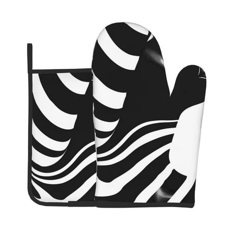 

Lukts Abstract Monochrome Profile Print Kitchen Heat-Resistant Gloves and Spacers 2pcs Set Suitable for Baking and Cooking