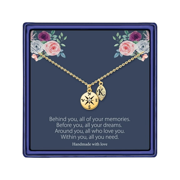 TINGN Graduation Gifts for Women Necklace 14K Gold Plated Graduation Necklace Compass Necklace Dainty Compass Pendant Necklace