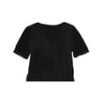 thumbnail image 2 of Douhoow Women Loose T-Shirts Summer Casual Blouse Solid Color Short Sleeve V Neck Tops, 2 of 6