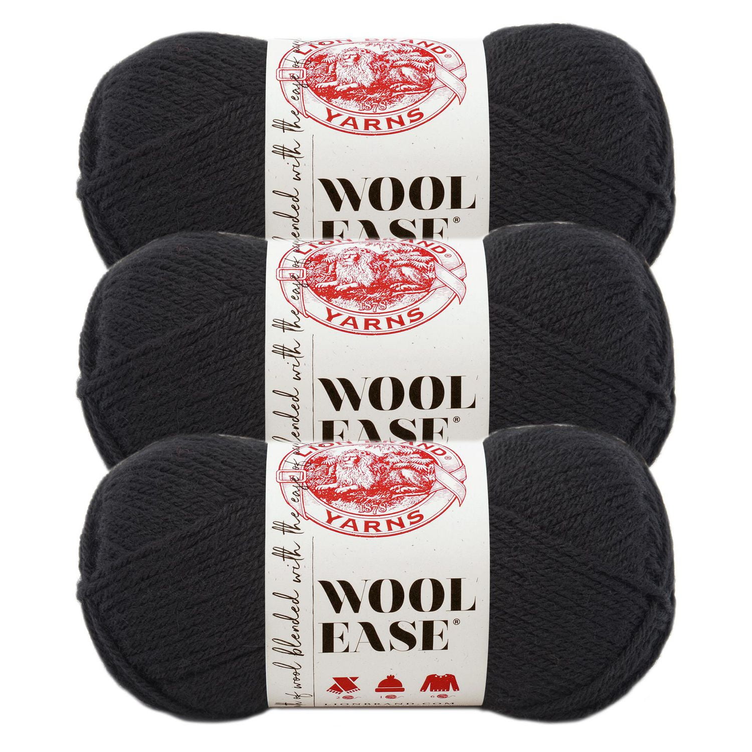 Lion Brand Wool-Ease® Yarn #4 Medium/Worsted Acrylic/Wool yarn, 85g/ 180m, 3-CT
