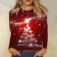 thumbnail image 2 of asdoklhq Christmas Cotton Sweaters for Women Ladies' Casual Printed Casual Pullover Classic Long Sleeved Round Neck Top Red XL, 2 of 5