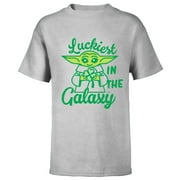 Star Wars The Mandalorian Grogu Luckiest in the Galaxy - Short Sleeve T-Shirt for Kids - Customized-Athletic Heather
