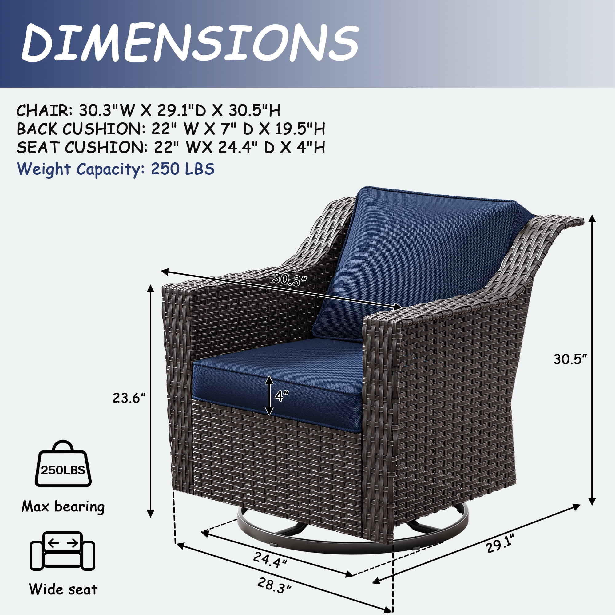 Meetleisure Patio Swivel Wicker Chair, Outdoor Rattan Rocking Chairs with Thickened Cushions for Backyard Porch Deck, Metal Rocking Frame