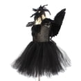 thumbnail image 6 of Halloween Dress for Girls Kids Black Tulle Witch Gown Angel Wings Set Carnival Performance Dress Up 8-9 Years, 6 of 6