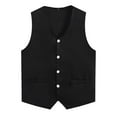thumbnail image 4 of Sinleey Kids Volunteer Activities Vest Solid Color Button Down Waistcoat Boys Girls Waiter Bartender Black L, 4 of 5