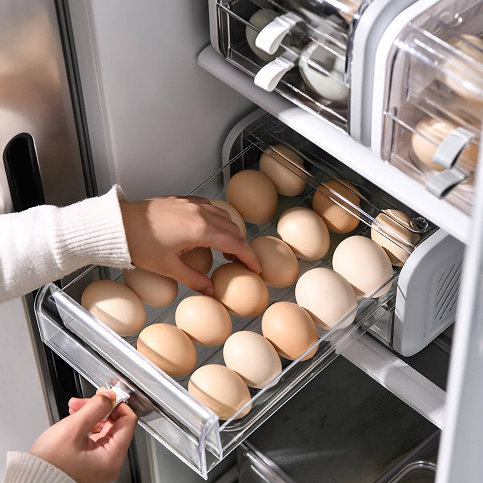 ACDANC 2026 New Refrigerator Organizers and Storage Superior Materials Egg Holder for Fridge Multifunctional Storage Egg Cartons for Kitchen Fridge White Large
