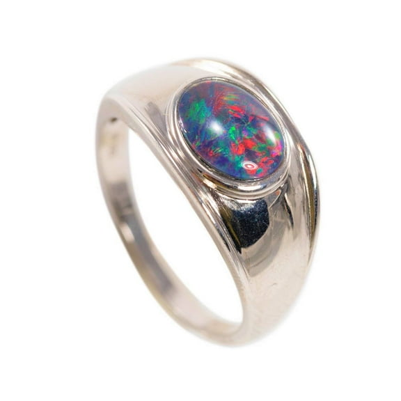 RED SURPRISE MEN'S AUSTRALIAN BLACK OPAL RING