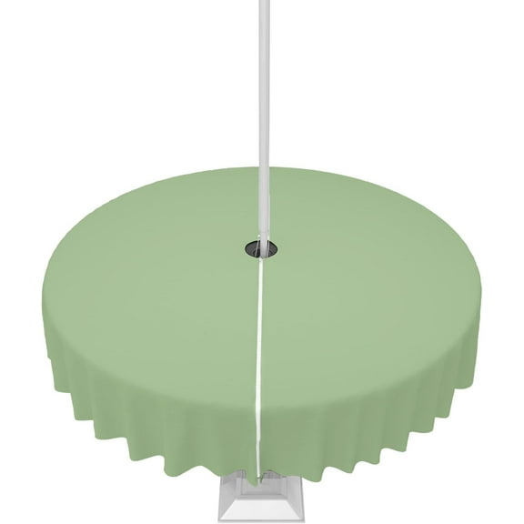 Outdoor Tablecloth Sage Green Round Patio Tablecloths 60 Inch, Waterproof Table Cloths with Umbrella Hole and Zipper, Solid Green Color Summer Table Cover for Outdoor Tables, Picnic,