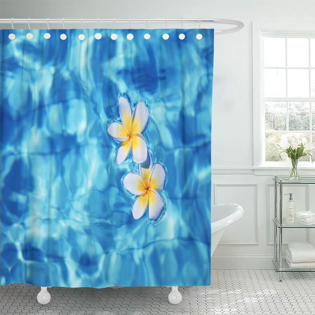SUTTOM Green Spa Tropical Frangipani Flower Floating in Blue Water