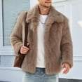 thumbnail image 4 of Hulanddfd Mens Coat Faux Fur Short Overcoat, Fluffy Lapel Collar Outerwear with Pockets, Luxury Winter Wear, 4 of 7