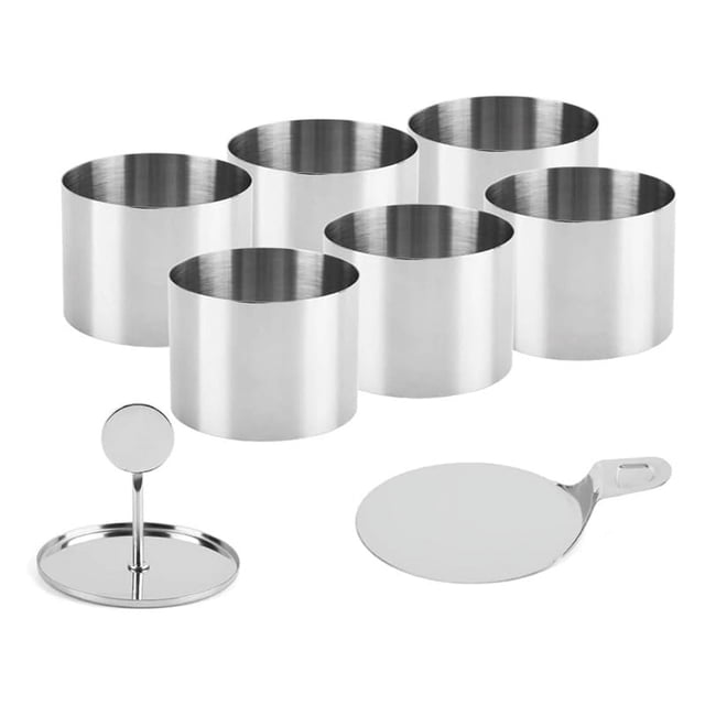ckepdyeh 6 piezas de anillos de postre y anillos de comida, anillos de comida, juego de anillos pequeños, anillos de mousse de acero inoxidable