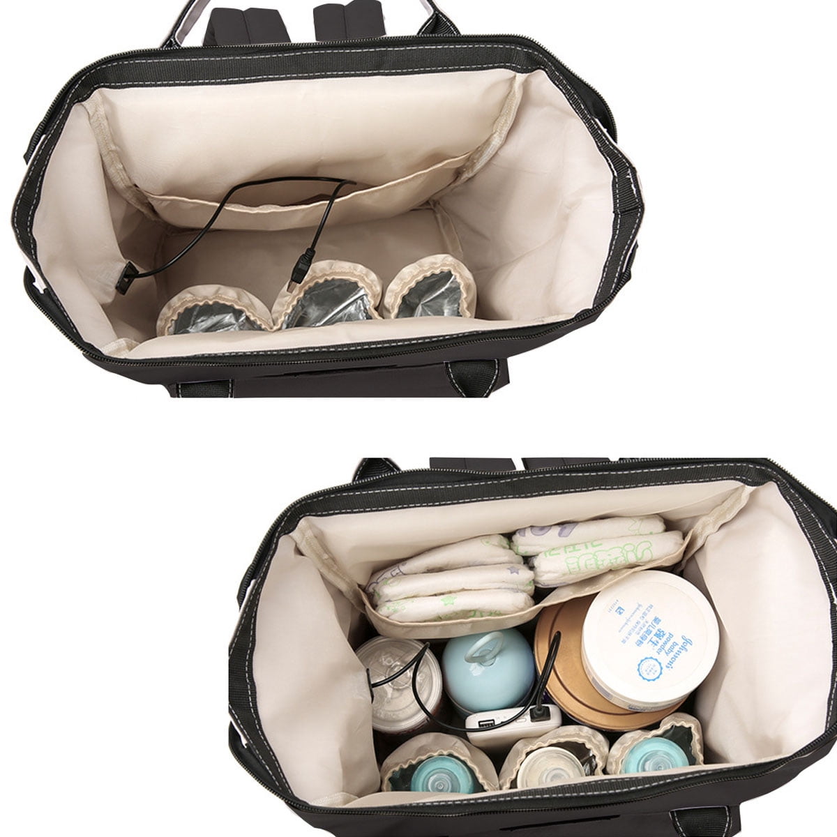 Diaper Bag Backpack, Multifunctional Baby with Insulated Milk Bottle Pockets, Large Capacity Portable Travel Backpack with USB Charging Port, Nappy Bag for Moms Dads