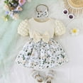 thumbnail image 2 of Toddler Girl Dresses New Girls Floral Dress With Bow Headscarf Spring Summer 2 Piece Set Baby Baby Girl Dress Beige 6 Months-9 Months, 2 of 7