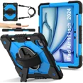 thumbnail image 1 of Case for iPad Air 11 Inch M3 2025 M2 2024 7th/6th Generation with Rotating Stand Pencil Holder Hand/Shoulder Strap, Heavy Duty Shockproof Protective Cover, 1 of 7