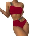 thumbnail image 4 of Sngxgn Women's High Waisted Bikini Sets Two Piece Swimsuits High Cut Bathing Suits(Red,XL), 4 of 4