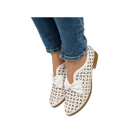 

Ritualay Ladies Flats Slip On Sandals Summer Flat Sandal Non-Slip Hollow Out Casual Shoes Women Womens Beach White 6