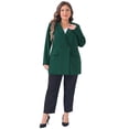 thumbnail image 3 of DARING DIVA Women's Plus Lapel Button with Pocket Jackets Long Blazer 3X Dark Green, 3 of 6