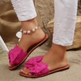 thumbnail image 6 of Women's Bow Sandals Trendy Casual Round Toe Flat Sandals Open Toe Slip on Slide Vacation Sandals Hot Pink 6(37), 6 of 9