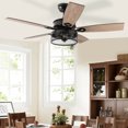 thumbnail image 3 of Gymax 48'' Ceiling Fan Industrial Cage Light w/ Reversible Blades Remote Control Indoor, 3 of 10