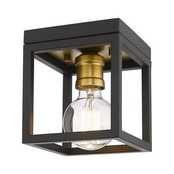 Z Lite 480F1-BRZ-OBR 6 in. Kube 1 Light Bronze & Olde Brass Flush Mount Ceiling Light