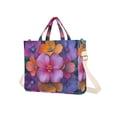 thumbnail image 7 of FORMRS Womens Corduroy Tote Bag Crossbody Shoulder Handbag with Pocket, Large Purple Flowers, 7 of 7