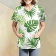 thumbnail image 4 of SAATLERI Scrub Tops for Women Print Hawaiian Scrubs Short Sleeve V Neck Floral Printed Comfy Medical Nurse Shirts Workwear with Pockets, 4 of 4
