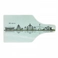 thumbnail image 1 of Travel Cutting Board, Modern Kiev Skyline with Iconic Landmark Buildings and Reflection, Decorative Tempered Glass Cutting and Serving Board, in 3 Sizes, by Ambesonne, 1 of 2