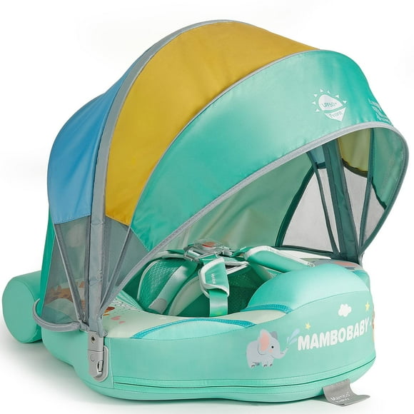 Mambobaby Float with Baby Stroller Canopy Newest Relaxing Non Inflatable Baby Float Infant Pool Float Solid Swim Float Mambo Swimming Float Smart Swim Trainer with Tail Swim Ring