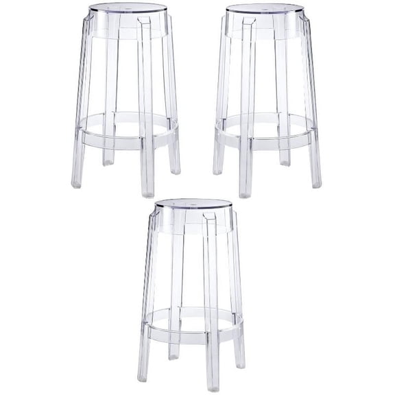 Home Square 26.5" Counter Stool in Clear Finish - Set of 3