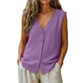 thumbnail image 2 of SwiftWear Women's Cotton Tank Top Dressy Sleeveless Summer Casual Button-Down Shirt Breathable Loose Fit Casual Work Blouse, 2 of 6