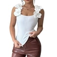 thumbnail image 2 of YTCAMLO 3D Floral Womens Camisole Tops Dressy Ribbed Sleeveless Crew Neck Undershirts Stretchy Breathable Summer Going Out Tops, 2 of 8