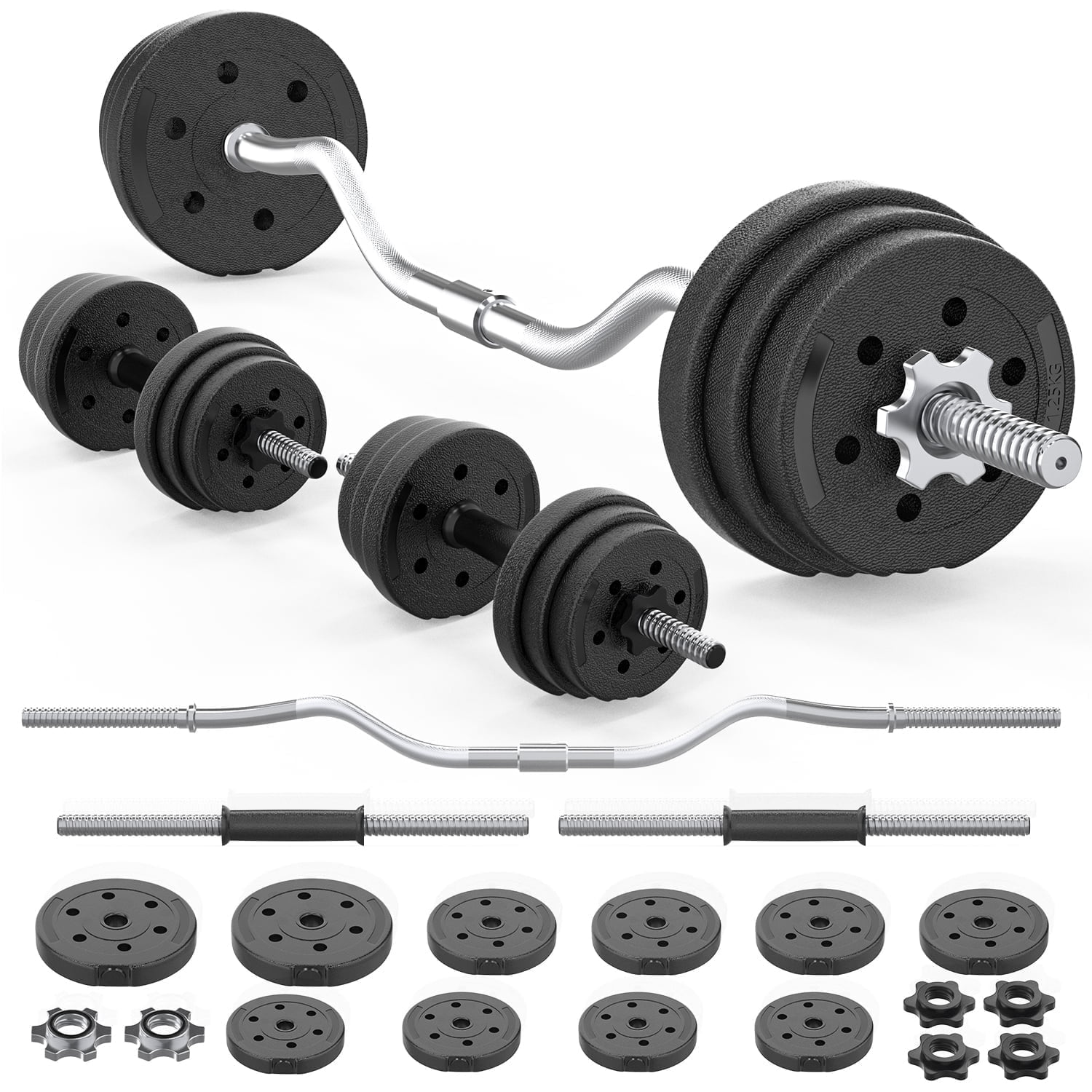 CAP Flat Weight Bench & 50 lb Adjustable Vinyl Dumbbell Set Combo