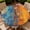 Blue Orange Abstract, variant on ARTSLION Round Outdoor Tablecloth For Up To 48in With Umbrella Hole & Zipper Waterproof Elastic Edge Fitted Table Cover Big Sunflower For Patio Picnic Party, Blue Orange Abstract