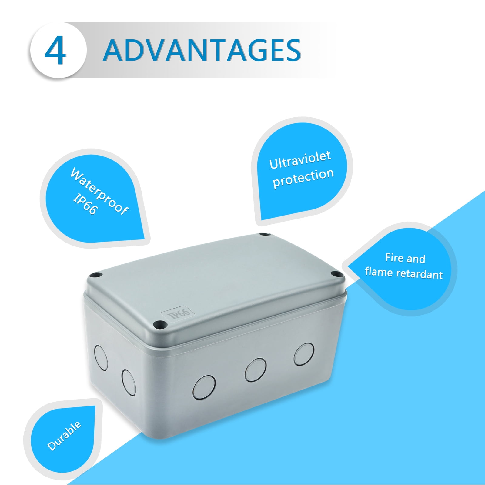 GREENCYCLE 5PK Junction Box ABS Plastic Dustproof Waterproof IP66 External Universal Electrical Project Enclosure Grey 7 1/8” x 4 1/2 ”x 4“ inch（181x111x100 mm） fit 20mm Cable Gland for Outdoor Use