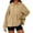 Khaki, variant on Hrsba Womens Winter Loose Sweatshirt Pocket Tops Long Sleeved Hooded Blouse Sweatshirt for Womens Solid Color Ruffled Pleated Hem Hoodie Comfortable Daily Wear