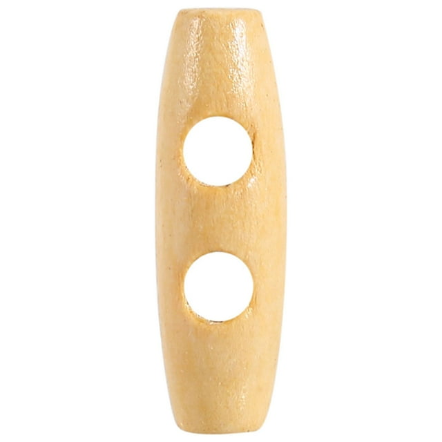 Horn Toggle Sewing Buttons, 50pcs Wooden Buttons Double Holes Durable Lightweight Coat Toggle Button Sewing Knitting Accessory For Clothing Luggage Sweaters Jacket DIY 3 Cm Length
