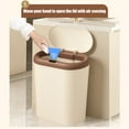 thumbnail image 5 of Touchless Sensor Trash Can | Two Mode Motion & Vibration Sensor | Automatic Lid Silent Closure | 12.5 Liter Plastic Indoor Bin | Beige/Coffee/Gray | Recycling Organizer | Kitchen Living Room Office, 5 of 6