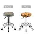 thumbnail image 5 of Round Bar Stool Seat Covers, Bold Black and White Leaves Orange Elastic Round Chair Cover Stool Seat Slipcover Bar Stool Cushions Round Pad for 12-14 inch, 5 of 7
