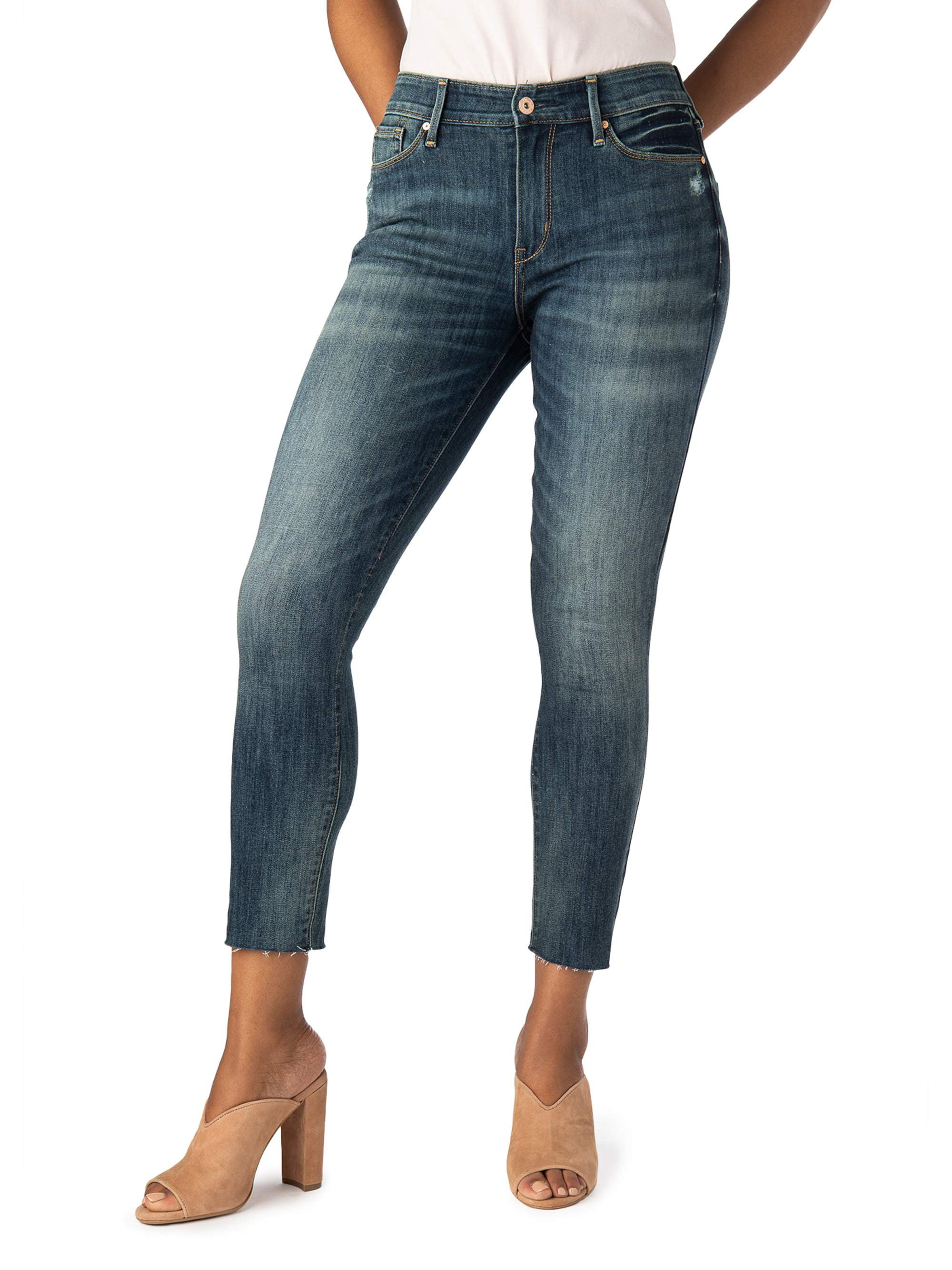 High Rise Ankle Skinny Cut off Jeans 
