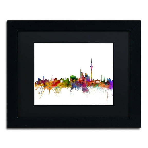 Trademark Fine Art "Berlin Germany Skyline III" Canvas Art by Michael Tompsett Black Matte, Black Frame