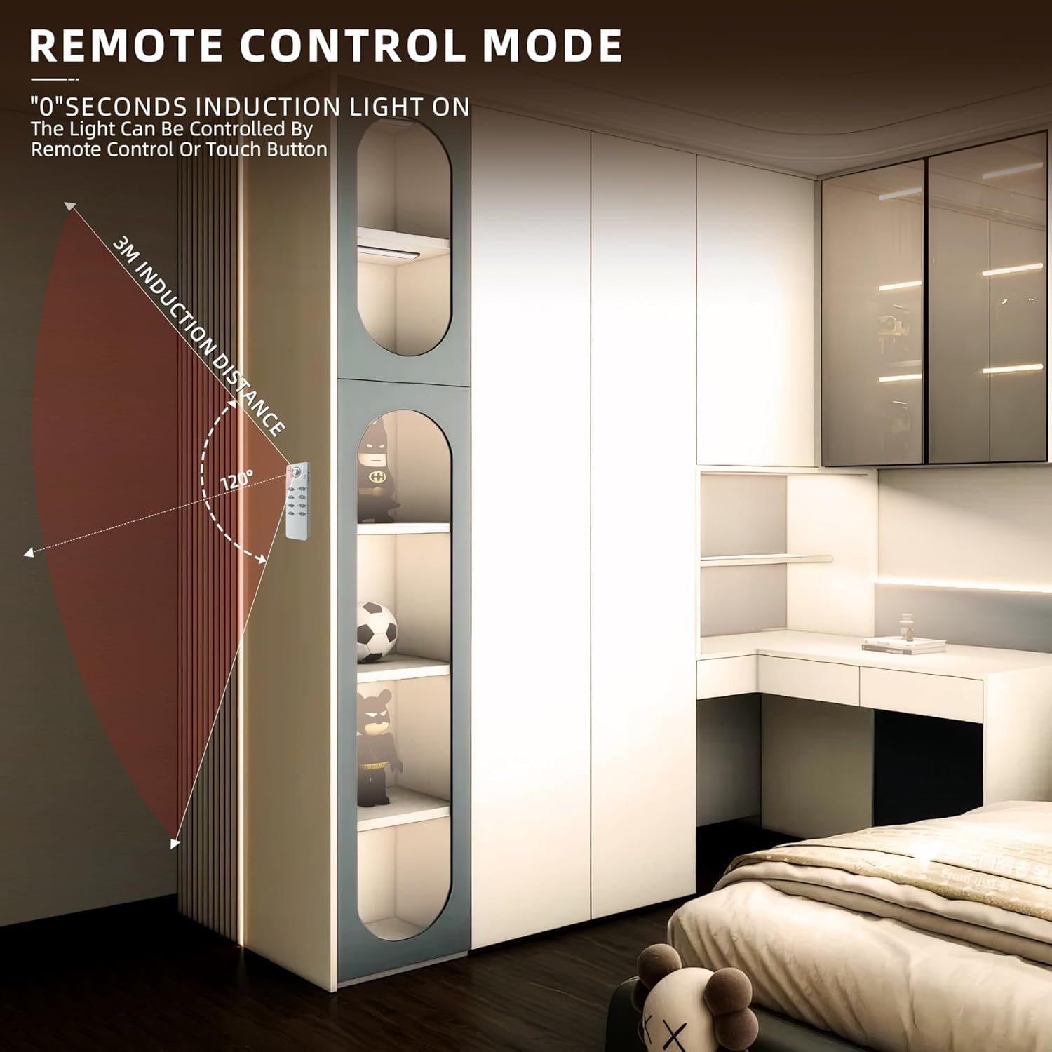 Under Cabinet Lighting,204 LED Wireless Motion Sensor Light Indoor, Rechargeable Closet Lights Battery Operated,Dimmable & 3 Color Temps,Magnetic Under Counter Lights for Kitchen, Closet