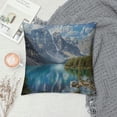 thumbnail image 2 of Moraine Lake with Rocky Mountains Farmhouse Pillow Cover 18x18 Inch Home Decor Cotton Linen Throw Pillow Case Cushion Cover for Sofa Couch, 2 of 5