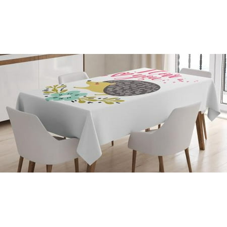 - Hedgehog Tablecloth, Ink Splatter Spotted I Love You Quote and Floral Wreath with Forget-Me-Not Flower, Rectangular Table Cover for Dining Room Kitchen, 60 X 84 Inches, Multicolor, by Ambesonne