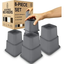 Home Intuition Bed Risers Heavy Duty Adjustable Furniture Riser 3, 5 or 8-Inch, 4 Pack, 8-Piece Set (Grey)