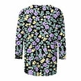 thumbnail image 4 of CYMMPU Floral Pattern 3/4 Sleeve Crew Neck Fall Fashion Shirts Blouses for Women Dressy Casual Spring Tops T-Shirts Loose Fit Lightweight Basic T-Shirts Multicolor XL, 4 of 5