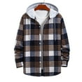 thumbnail image 2 of CHEEREAM Men's Plaid Hoodie Flannel Shirt Jacket Casual Button Down Long Sleeve Lightweight Regular Fit Hooded Shacket Jackets Orange XXL, 2 of 9