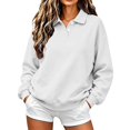 thumbnail image 3 of Women's Loose Casual Sweatshirts,2‑Button Collar Long Sleeve Solid Pullover Tops,Weekend Outing, 3 of 4